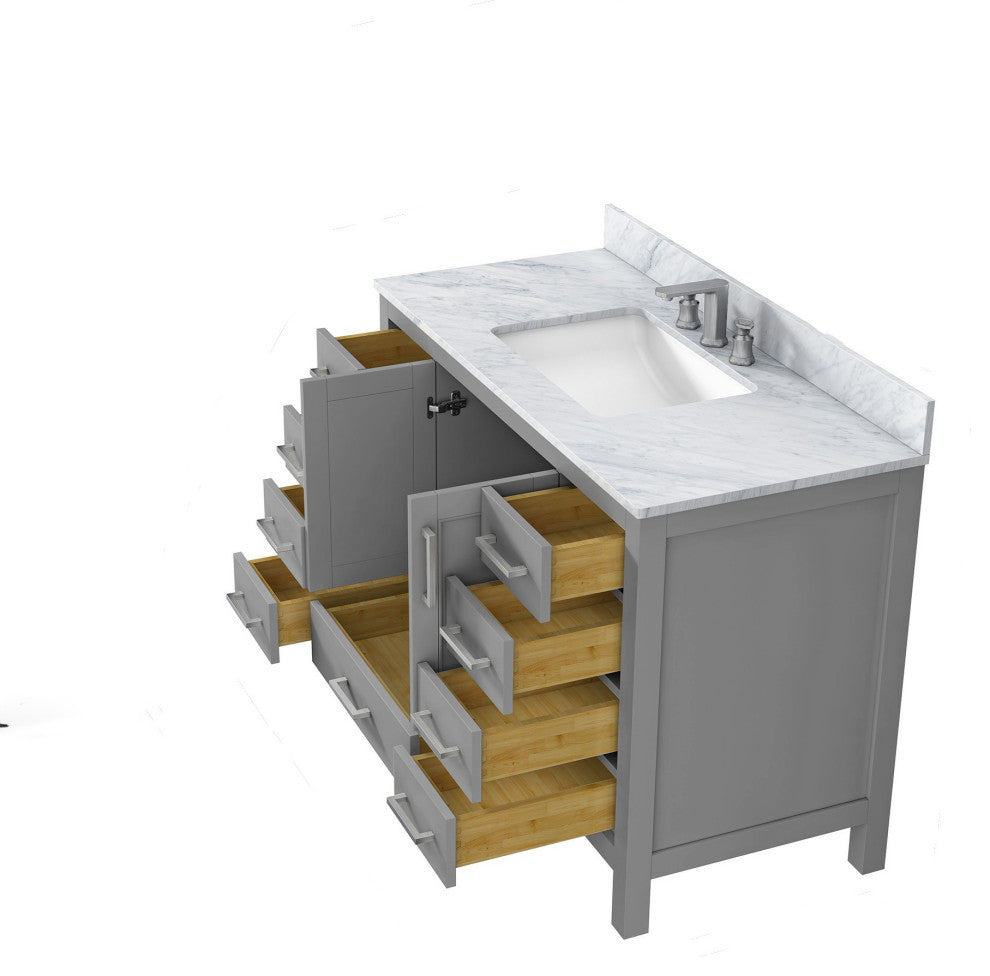 48 inch Plywood Freestanding Bathroom Vanity Set with Drawer and Doors, Grey