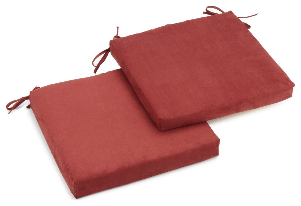 20"X19" Solid Microsuede Chair Cushions, Set of 2, Red Wine