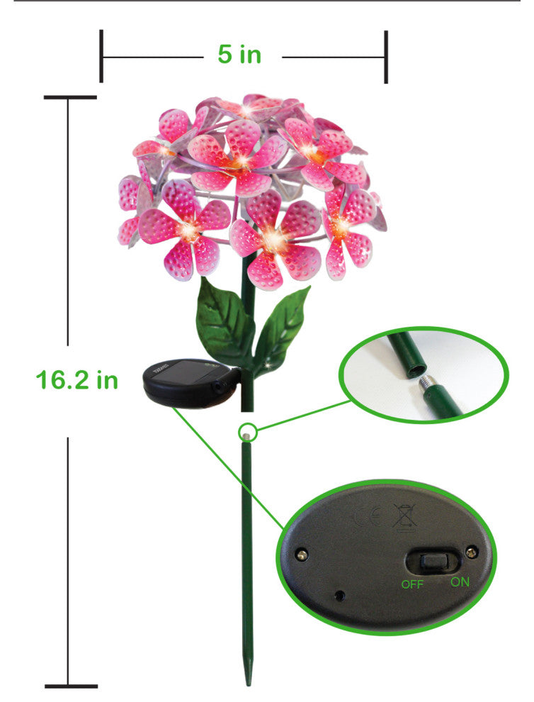 Solar LED Metal Flower Stake Lights, Pink