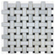 Calacatta and Black Polished 1x2 Basket Weave Marble Mosaic