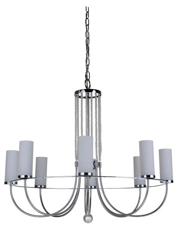 Craftmade Cascade 8-Light Chandelier Chrome Finish Glass and Crystal