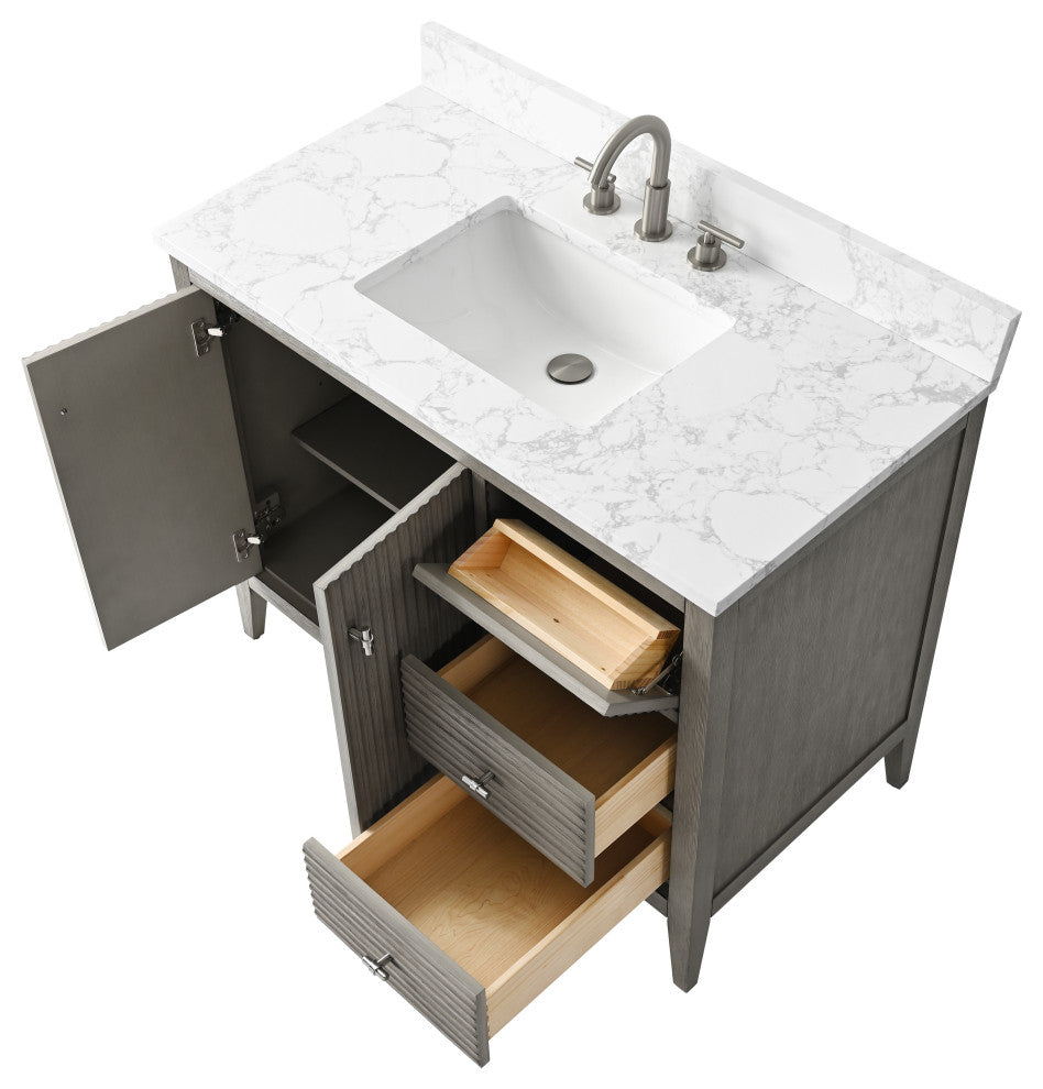 Vanity Art Freestanding Vanity, Driftwood Gray, 42", Single Sink, Brushed Nickel