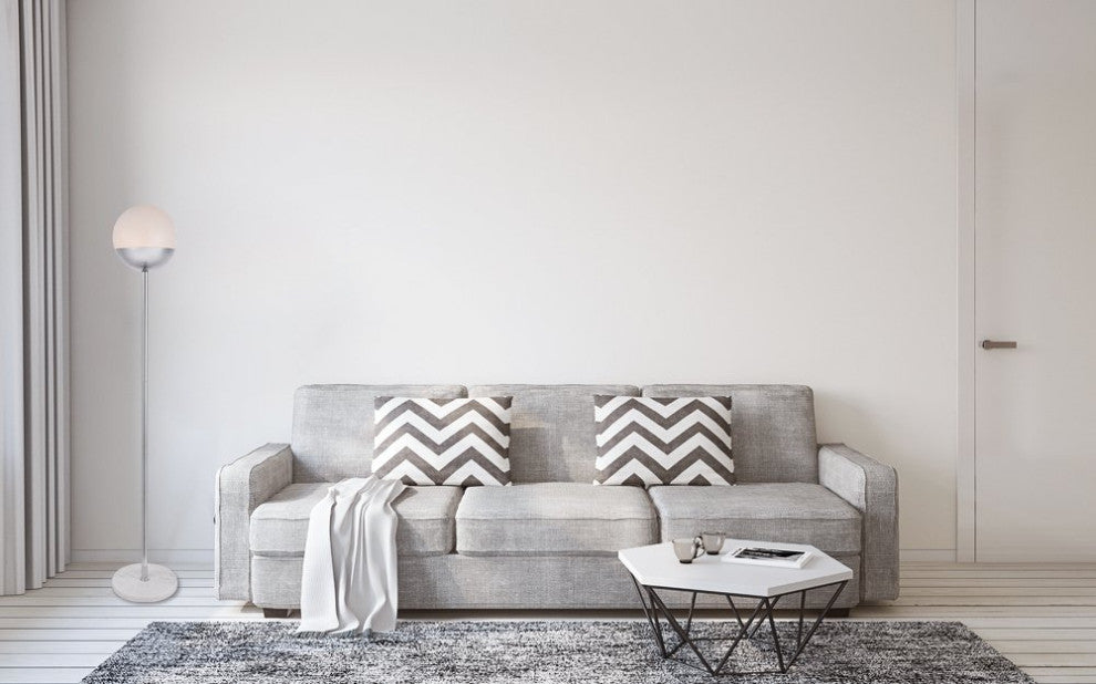 Midcentury Modern Chrome And Frosted White 1-Light Floor Lamp