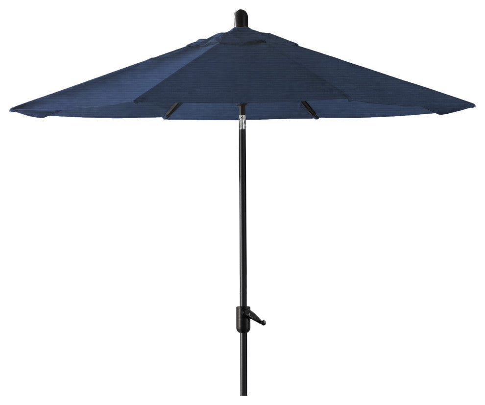 9' Round Push Tilt Market Umbrella, Navy, Antique Bronze Pole