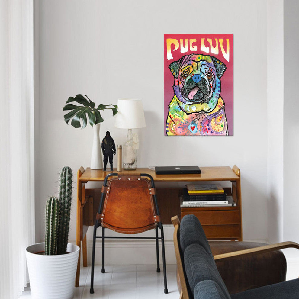 "Pug Luv" by Dean Russo, Canvas Print, 26"x18"