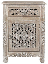 Delaney Carved 1 Door Nightstand, Limestone Gray, Right