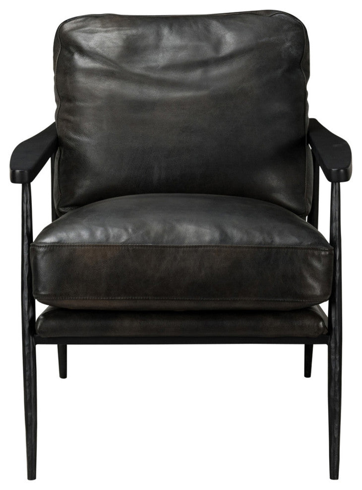 Charcoal Black Leather Club Chair