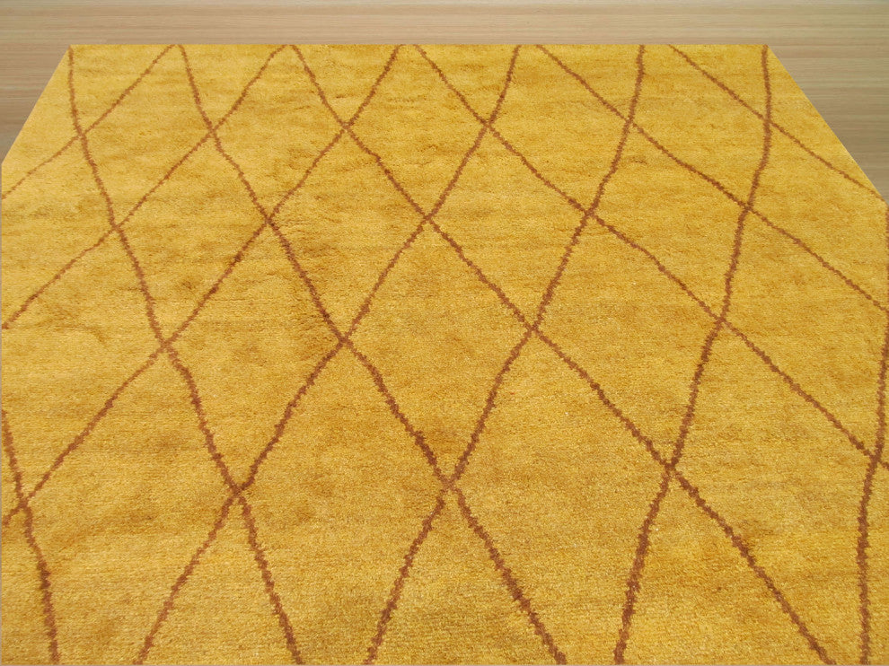 Gold Transitional Trellis Moroccan Area Rug