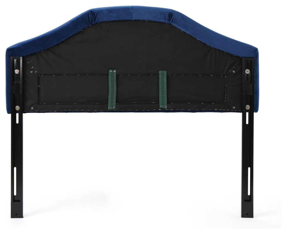 GDF Studio Lazarus New Velvet Studded Seam Tufted Queen/Full Headboard, Navy Blue