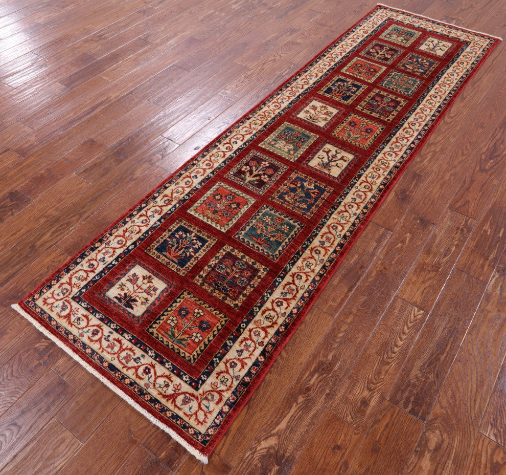 2' 8" X 9' 7" Runner Persian Garden Design Handmade Wool Rug Q11119
