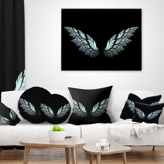 Angel Wings On Black Background Abstract Throw Pillow, 16"x16"