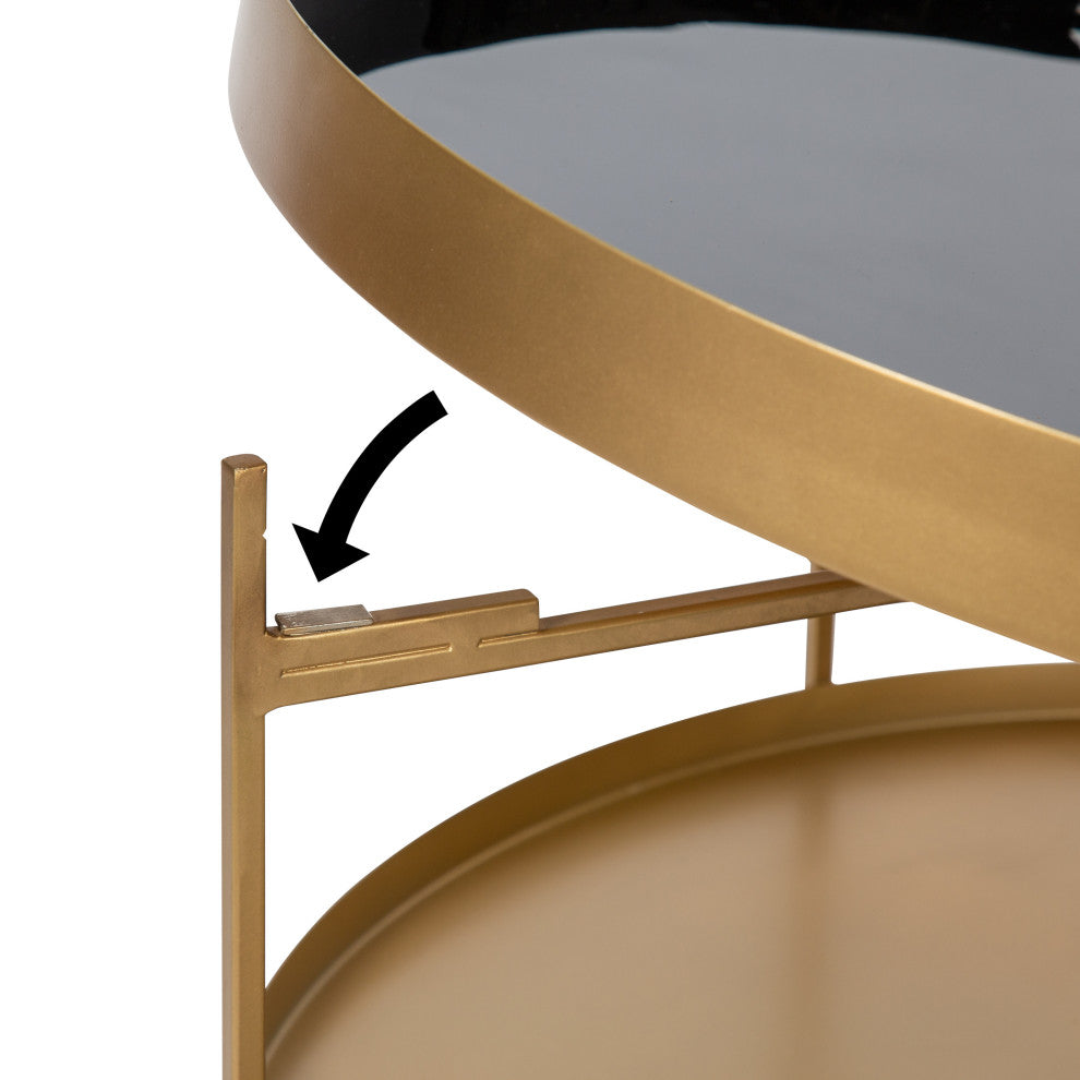 Nira Metal Coffee Table, Black/Gold 26" Diameter