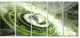 Green Fractal Flying Saucer, Abstract Canvas Art Print, 60"x28", 5 Panels