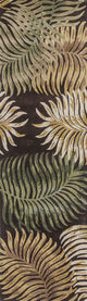 HomeRoots 8' Espresso Brown Hand Tufted Tropical Leaves Indoor Runner Rug
