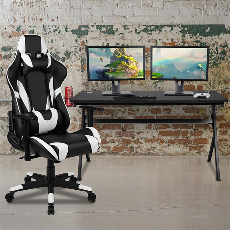Gaming Desk & Reclining Chair Set, Black