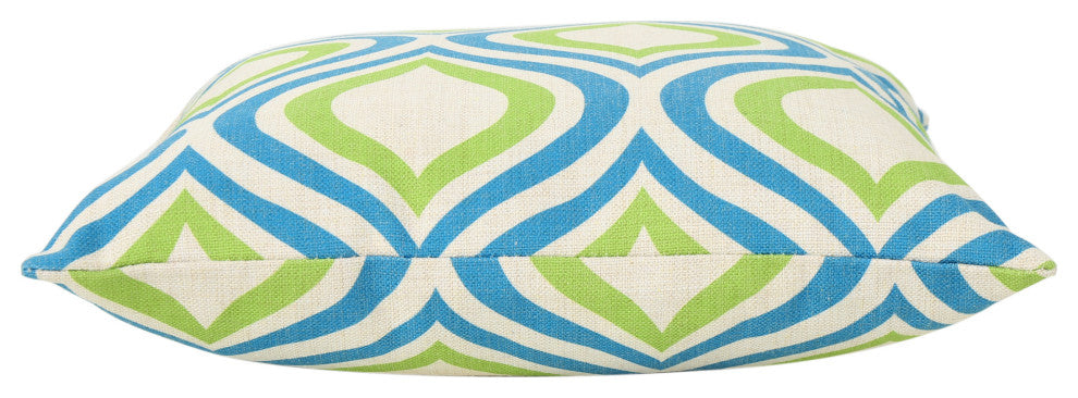 GDF Studio Larissa Outdoor 18" Square Pillows, Blue / Green Ikat, Set of 4