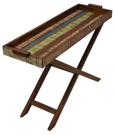 Reclaimed Peroba Wood Handmade Console Tray Table Eco-Friendly