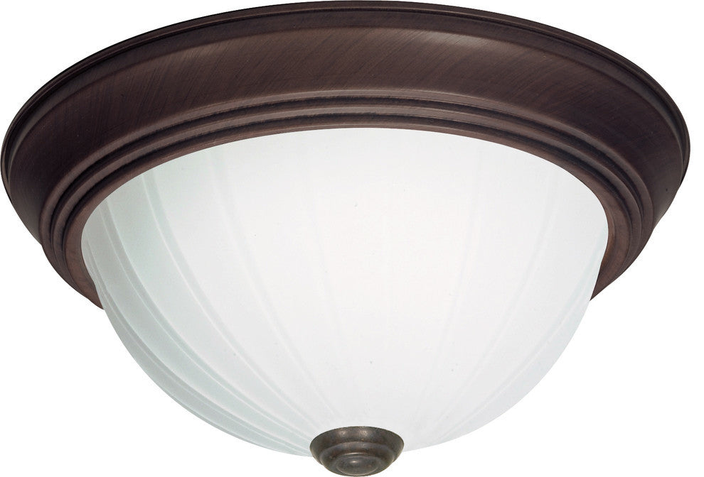 3 Light 15" Flush Mount Frosted Melon Glass