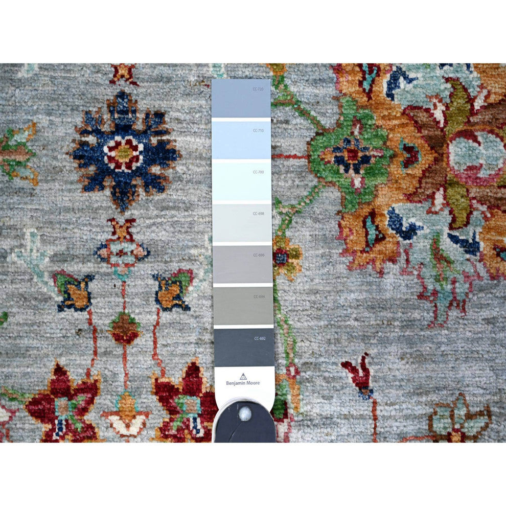 Gray Sultani Motifs Tabriz All Over Design Hand Knotted Oriental Rug 8'9"x11'10"