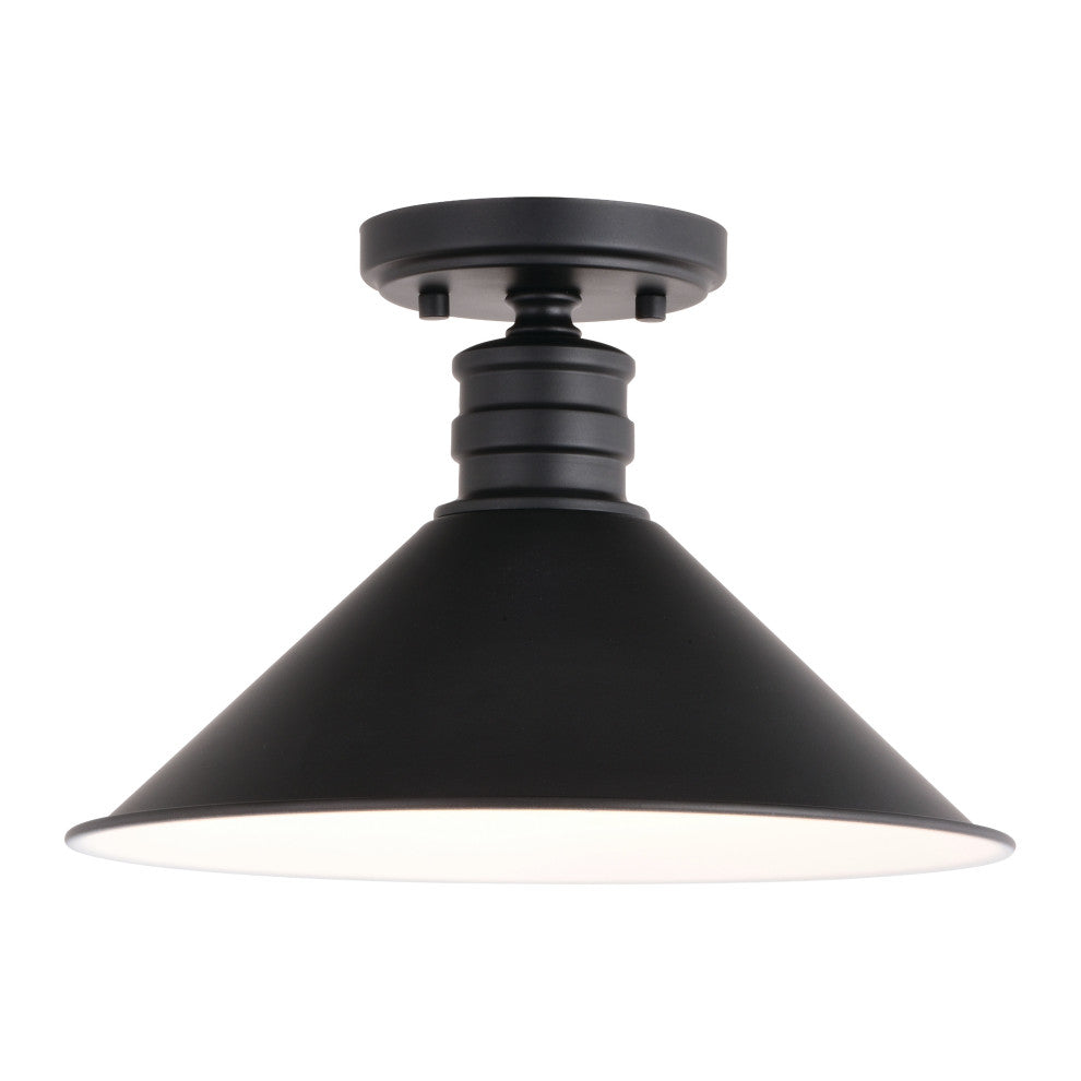 Akron 12" 1 Light Semi-Flush Mount Oil Rubbed Bronze and Matte White