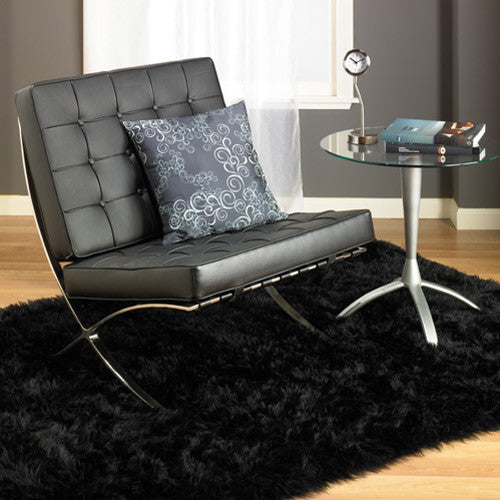 Classic Black Bear Faux Fur Rectangle Rug, 56"x79"