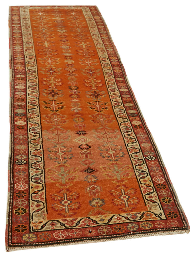 Rug N Carpet - Handwoven Oriental 2' 11" x 11' 8" Vintage Runner Rug