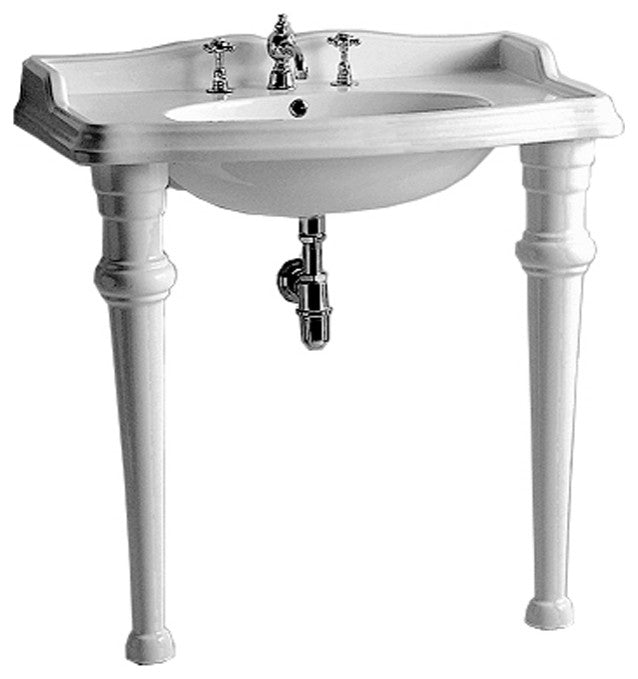 Isabella Collection Rectangular Console With Integrated Oval Bowl
