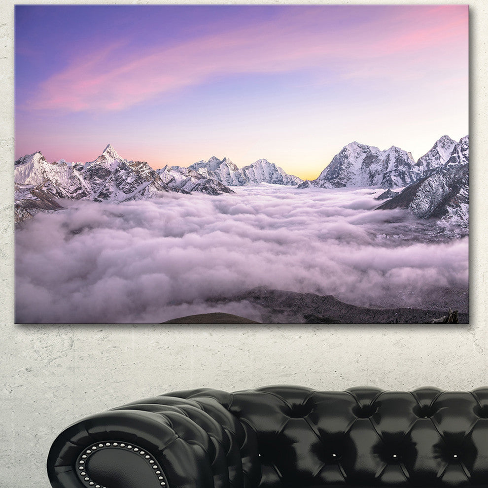 Clouds Sunrise Ama Dablam, Large Landscape Canvas Art, 60"x28"