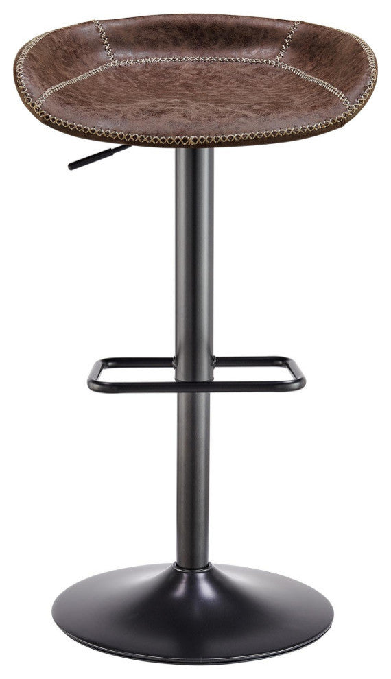 Rogue PU Gaslift Bar Stool, Set of 2, Vintage Coffee Brown