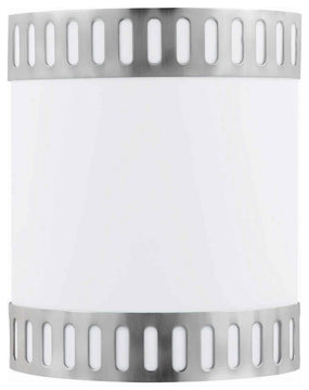 Benzara BM220699 18W Wall Lamp with Acrylic Plate and Steel Trim, White and Gray