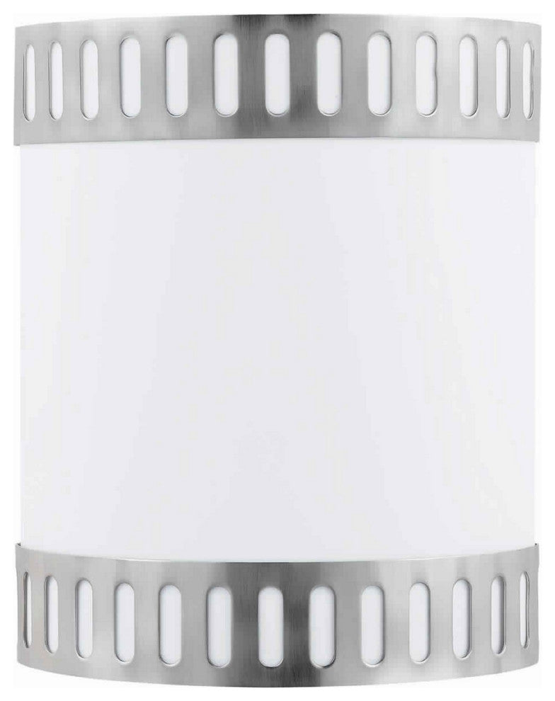 Benzara BM220699 18W Wall Lamp with Acrylic Plate and Steel Trim, White and Gray