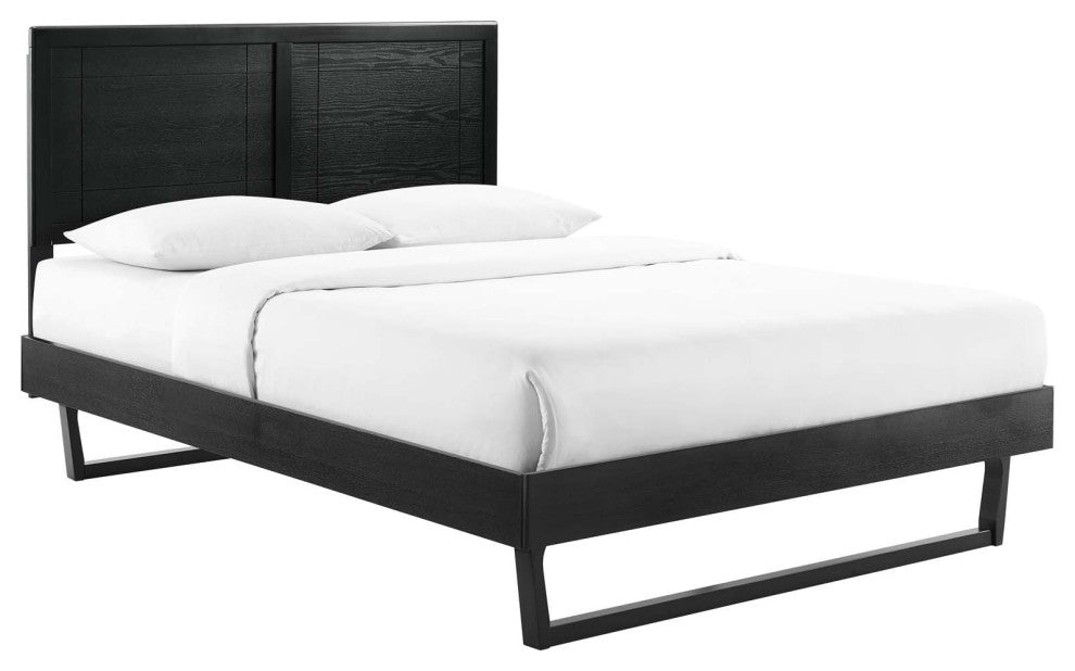 Marlee King Wood Platform Bed With Angular Frame Black