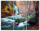 "Autumn Mountain Waterfall Long View" Metal Wall Art, 3 Panels, 36"x28"