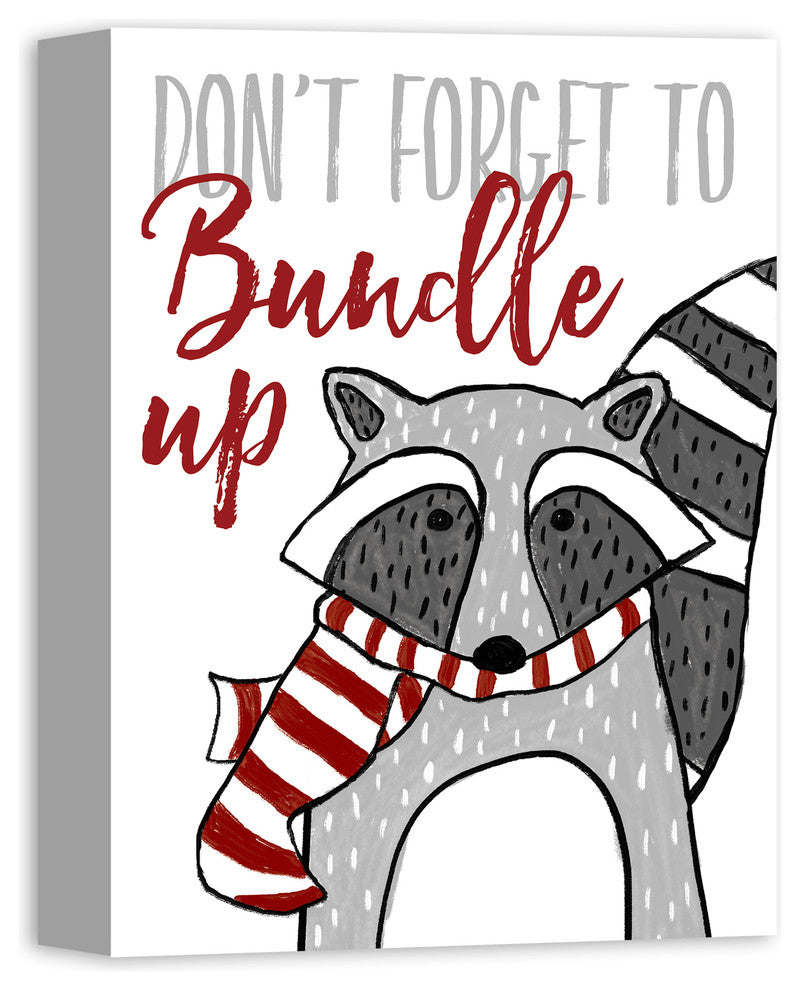 Bundle Up Raccoon 12x16 Canvas Wall Art