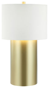 Secret Agent 1-Lt Table Lamp - Painted Gold/White Leather