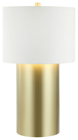 Secret Agent 1-Lt Table Lamp - Painted Gold/White Leather