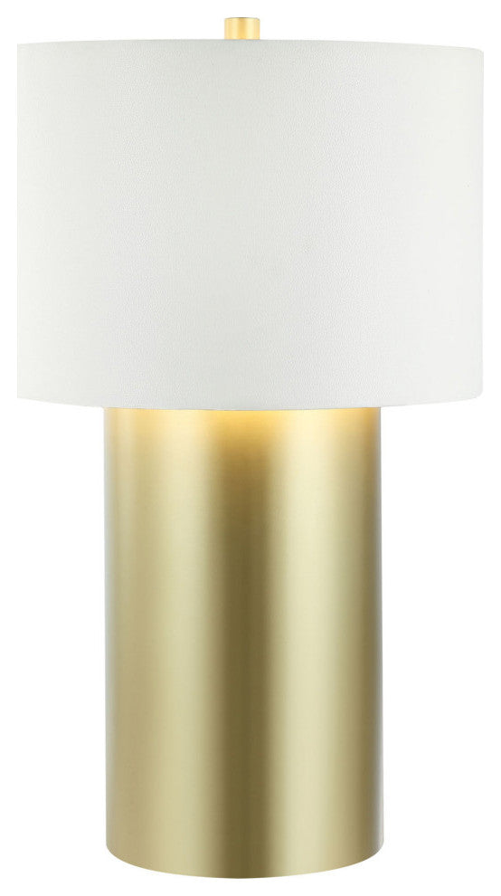 Secret Agent 1-Lt Table Lamp - Painted Gold/White Leather