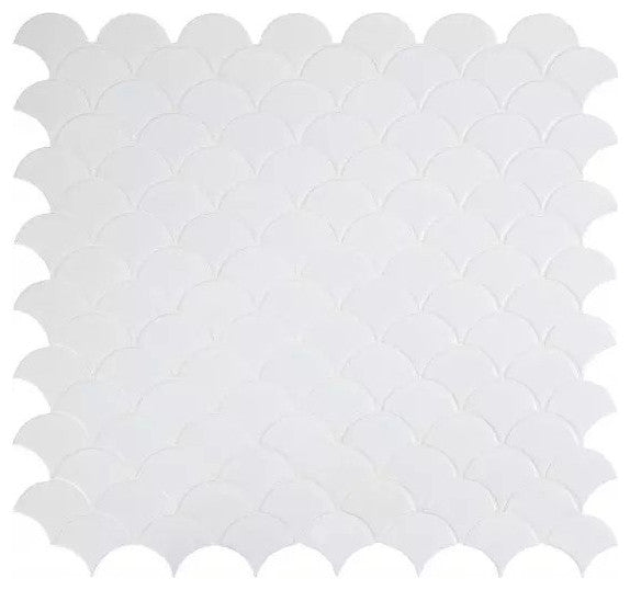 Retro Scallop Bianco Porcelain Mosaic, Sample
