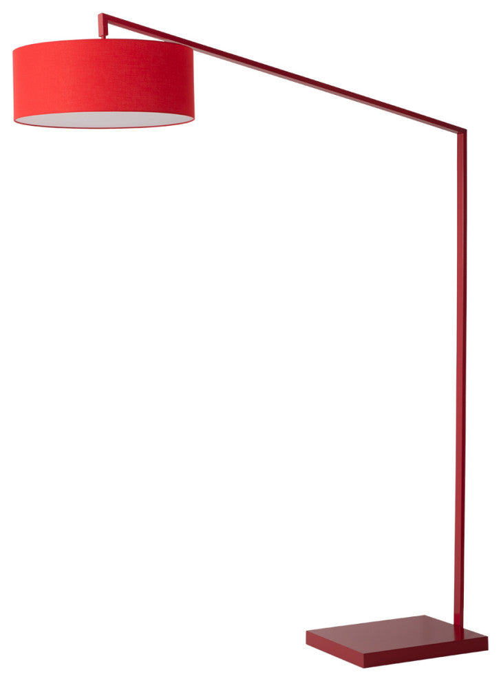 Stretch Arc Floor Lamp - 87", Red Finish, Step Switch, Rectangular Marble Base