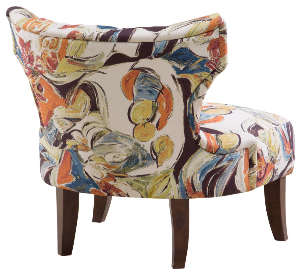 Madison Park Erika Hourglass Tufted Armless Chair, Multi, Abstract
