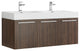 48" Walnut Wall Hung Double Sink Modern Bathroom Cabinet w/ Integrated Sink