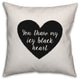 Icy Black Heart 16x16 Throw Pillow