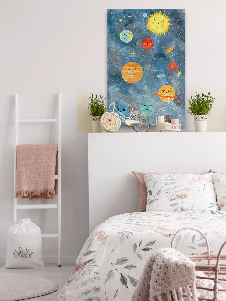 "Planets in Orbit" Painting Print on Wrapped Canvas, 8x12
