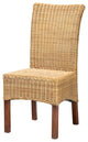 Shamara Modern Bohemian Natural Rattan and Mahogany Wood Dining Chair