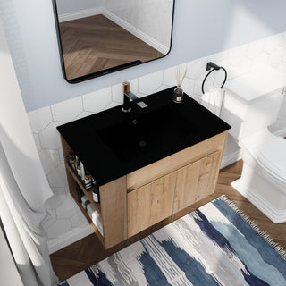 BNK 30x18 Bathroom Vanity With Adjustable Shelf, Black Top