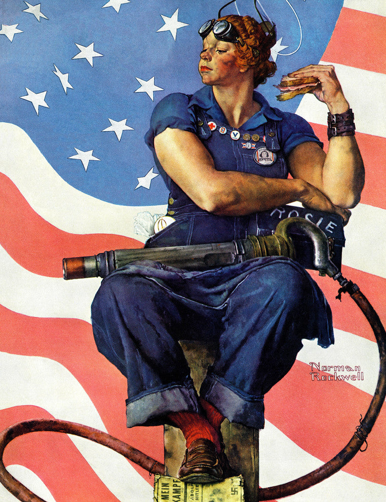 "Rosie the Riveter" Painting Print on Canvas by Norman Rockwell