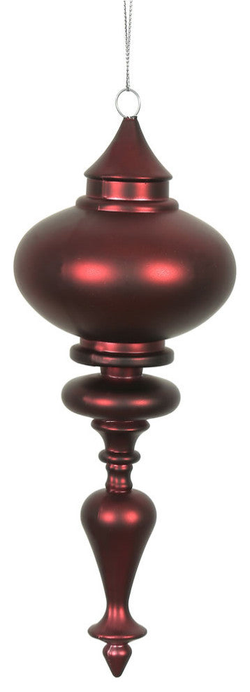Vickerman N175065D 8" Burgundy Matte Finial Ornament, Pack of 3