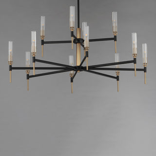 Maxim 16129 Flambeau 12 Light 48"W Chandelier - Black / Antique Brass