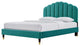 Platform Bed Frame, Queen Size, Teal Blue, Velvet, Modern, Bedroom Guest Suite