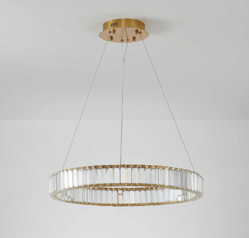 Clear Crystal Halo Chandelier With Gold Hardware